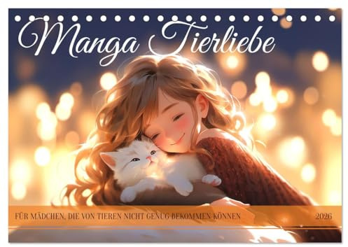Manga Tierliebe (Tischkalender 2026 DIN A5 quer), CALVENDO Monatskalender: Bezaubernde Bilder voller Liebe und Hingabe zu Tieren (CALVENDO Tiere)