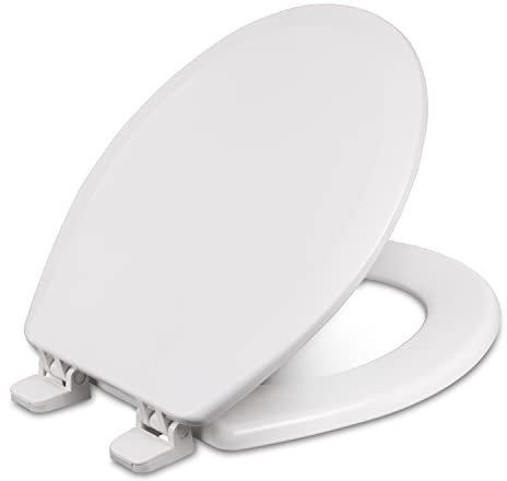 Centoco 700-001 Round Wooden Toilet Seat, Heavy Duty Molded Wood with Centocore Technology, White