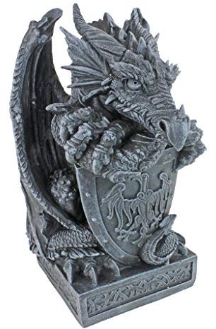 Design Toscano CL2885 Statue de Shield le Dragon arthurien Gris 20,5 x 20,5 x 44,5 cm