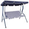 CHARLES BENTLEY 2-3 Seater, Garden, Patio, Outdoor, Swing Seat Hammock Chair, Blue, White Striped, Weatherproof, Swinging Function, Thick Seat, Back Cushion, Steel Frame, Easy To Use (173x111x154cm)