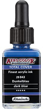 Schmincke - AERO COLOR® Professional - finest-fluid, high-color acrylic paint for acrylic painting, airbrush, mixed media, acrylic ink, dark blue - 28 ml