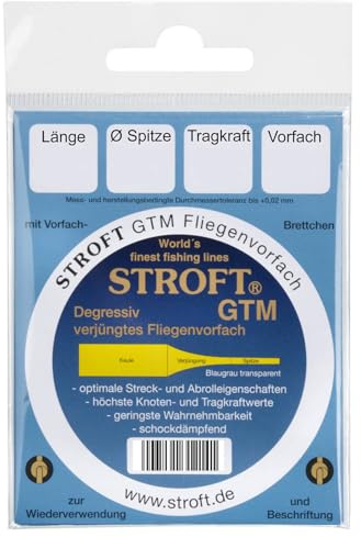 STROFT GTM Fliegenvorfach gezogenes Vorfach 7,5ft / 240cm alle Stärken (0,25mm - 1X)