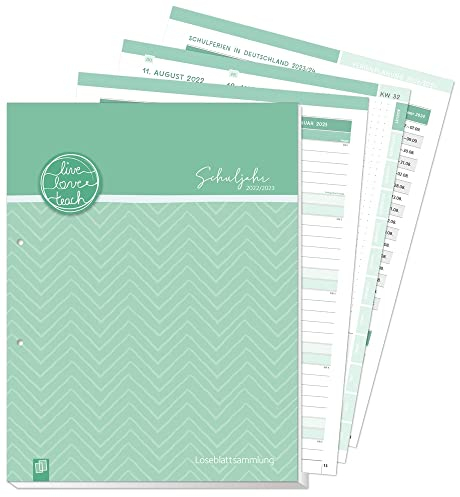 Mein Lehrerplaner A4+, Loseblattsammlung – Lehrerkalender für das Schuljahr 2022/2023 – Schulplaner für Lehrerinnen & Lehrer: inkl. 8 Stickerbogen und 24 perforierten Seiten (live – love – teach)
