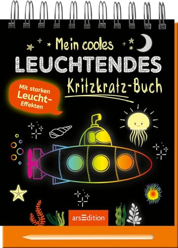Mein cooles leuchtendes Kritzkratz-Buch: Mit starken Leucht-Effekten | Kreativer Kratzelspaß mit Malideen und Holzstift für Kinder ab 5 Jahren
