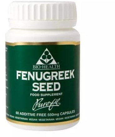 Bio-Health Fenugreek Seed 550mg, Blood Sugar Support, 60 Capsules | Supports Normal Blood Sugar Levels and Healthy Cholesterol, Natural Herbal Formula, Additive Free