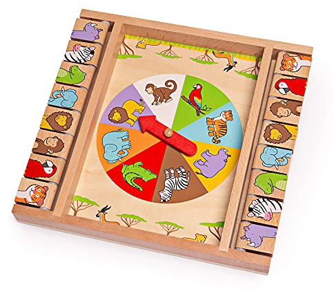 Bigjigs Toys Tierisches Shut the Box Spiel, 2-Spieler Holzspielbrett