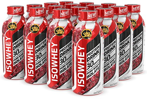 ALL STARS Isowhey Pure High Protein Drink Fertig-Getränk 16 x 500ml Kirsche - Kalorienarmes & zuckerfreies Sport-Getränk mit 30000mg Wheyprotein-Isolat, Bis zu 7470mg BCAAs