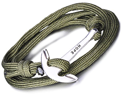 Unendlich U Hope Anker Damen Herren Charm Armband Geflochten Nylonseil Legierung Wickelarmband Multilayer Armreifen, Grün