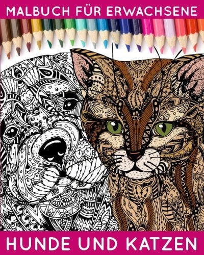 Malbuch für Erwachsene: Hunde und Katzen