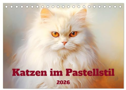 Katzen im Pastellstil (Tischkalender 2026 DIN A5 quer), CALVENDO Monatskalender: Charmante Samtpfoten in zarten Farben (CALVENDO Tiere)