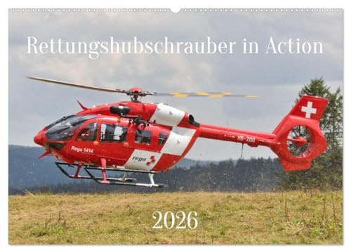 Rettungshubschrauber in Action (Wandkalender 2026 DIN A2 quer), CALVENDO Monatskalender: Die spannende Welt der Luftrettung (CALVENDO Technologie)