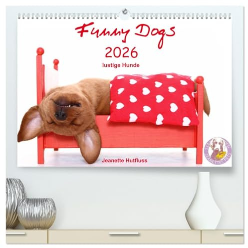 Funny Dogs (hochwertiger Premium Wandkalender 2026 DIN A2 quer), Kunstdruck in Hochglanz: lustige Hunde (CALVENDO Tiere)