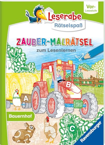 Ravensburger Leserabe Zauber-Malrätsel zum Lesenlernen: Bauernhof (Vor-Lesestufe), Malen auf Zauberpapier, Rätsel, Lesen lernen Vorschule, Rätselbuch ab 5 Jahre (Rätselspaß)