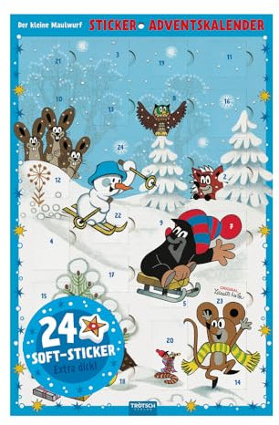 TRÖTSCH - Der kleine Maulwurf Adventskalender mit 24 Soft-Stickern Sticker Adventskalender | Ab 3 Jahren