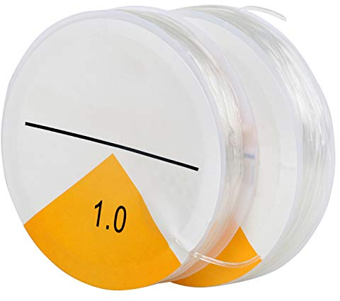 TRIXES 2 x 8 m x 1 mm transparenter elastischer Schmuckfaden – ideal zum Basteln, Heimwerken und Reparieren, Schneidern, praktisches Basteln – Stretchschnur für Halsketten und Armbänder, Gummiband