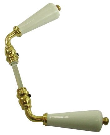 DT 2000 250152 Poignée double canon porcelaine Blanc sur laiton poli