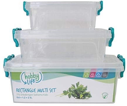 Hobby Life 3-Stück, aus Kunststoff, rechteckig, mit Box