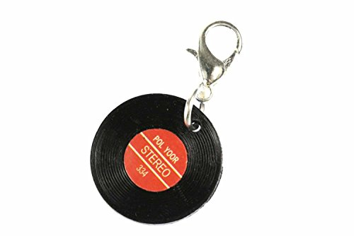 Miniblings Schallplatte LP Vinyl Charm Zipper Pull Musik DJ Disko rot - Handmade Modeschmuck I Kettenanhänger versilbert - Bettelanhänger Bettelarmband - Anhänger für Armband