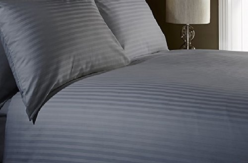viceroy bedding 400 Thread Count DOUBLE BED SIZE SATIN STRIPE SLATE GREY 100% Egyptian Cotton Jacquard Duvet Cover With Pair of Pillowcases