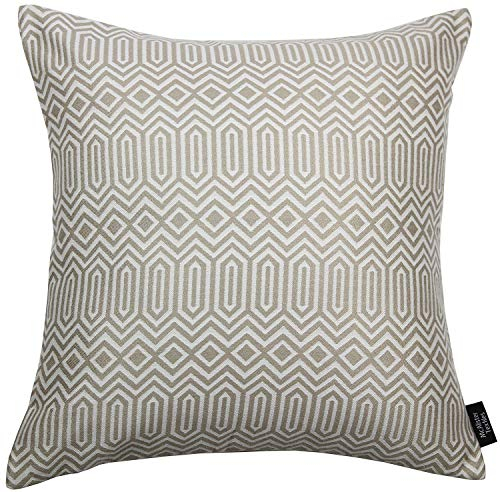 McAlister Textiles Colorado | Kissenbezug für Kissen in natürlichem Taupe | 43 x 43 cm | Gewobenes geometrisches Jacquard Muster | Ethno-Design Deko Kissenhülle für Sofa, Couch