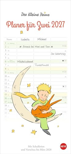 Der kleine Prinz Planer für zwei 2027: Gemeinsam planen leicht gemacht mit dem Paarkalender 2027. Mit Illustrationen aus Antoine de Saint-Exupérys Kinderbuch im Format 16 x 34,7 cm
