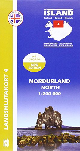 Island - Landshlutakort Nordurland (Nordosten): Regionalkarte (Nordurland North Iceland Map 1: 200 000: Regional map 4)