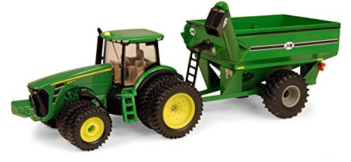 John Deere Tomy ERTL 8320r Tractor con J & M Grano Carro, 1: 64 Escala
