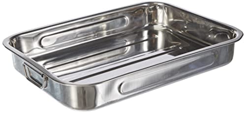 Ibili 651840 Plat à rôtir en Inox avec anses pliantes 40 cm Bistrot, Argenté