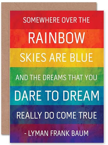 Wee Blue Coo Wizard Of Oz Quote Card - Frank Baum - Somewhere Over The Rainbow CP059