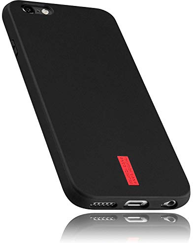 mumbi Hülle kompatibel mit iPhone 6 / 6S Handy Case Handyhülle, schwarz mit rotem Streifen - 4.7 Zoll