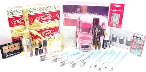 Make Up Beauty Bundle For Women, Professional 10Pcs Kabuki Makeup Brushes, Perfume, Nails, Candle, Elegance Perfume Xmas Gift Set, Gift Wrapped