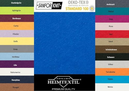EXKLUSIV HEIMTEXTIL Marke Jersey Spannbettlaken 200 x 220 cm 100% Baumwolle Öko - Tex Zertifiziert, Markenqualität, Matratzenhöhe bis 35 cm, Royalblau