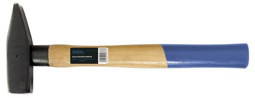 SW-Stahl 50910L Schlosserhammer 1000g - DIN 1041 - Hammer mit Stielschutz | Präziser Werkzeughammer aus Hickoryholz, geschmiedeter Stahlkopf mit abgerundeter Finne, ideal für Metall und Montage