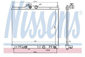 NISSENS Kühler Motorkühlung Kühler Wasserkühler Motorkühler Netzbreite 588mm Netzlänge 450mm Netztiefe 16mm 67369