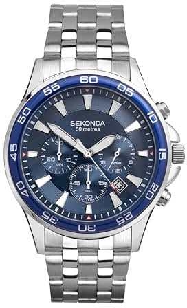 Sekonda Men's Quartz Watch with Chronograph Display and Stainless Steel Bracelet