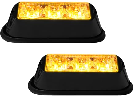 YM E-Bright Feux Latéraux Clignotant,d'urgence Stroboscopique Feux de Détresse Feux de Secours Clignotant Feux D'avertissement 12V-24V pour Voiture Camion Remorque véhicule bateau (2PCS Ambre/Jaune)