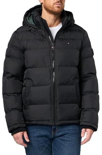 Tommy Hilfiger Herren Classic Hooded Puffer Jacket Daunenalternative, Oberbekleidung, Mantel, schwarz, Groß