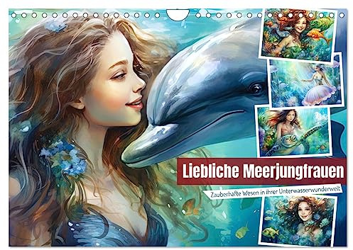 Liebliche Meerjungfrauen (Wandkalender 2026 DIN A4 quer), CALVENDO Monatskalender: Zauberhafte Wesen in ihrer Unterwasserwunderwelt (CALVENDO Spass)