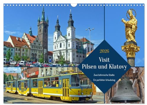 Visit Pilsen & Klatovy - Zwei böhmische Städte - Ein perfekter Urlaubstag (Wandkalender 2026 DIN A3 quer), CALVENDO Monatskalender