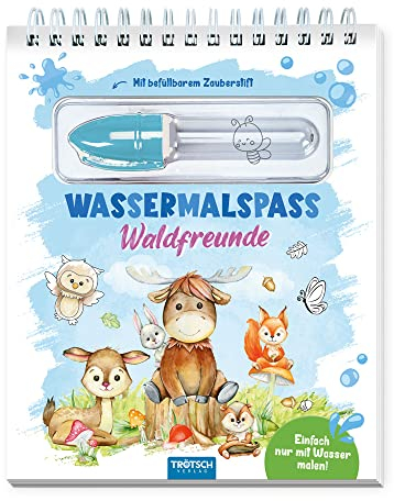 TRÖTSCH - Wassermalspaß mit Zauberstift Waldfreunde : Malblock mit nachfüllbarem Wassermalstift Zauberstift Malspaß Wasser Farben Ausmalblock Waldfreunde Ausmalen Malbuch