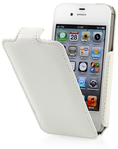 STILGUT vertikales Flip-Case kompatibel mit iPhone 4/iPhone 4s, Weiß