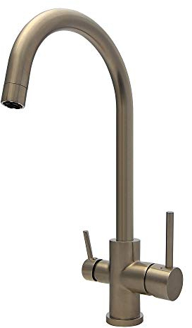 BURGTAL ANIS | Küchenarmatur - Spültischarmatur | Mischbatterie mit Geräteanschluss für Wasch- und Spülmaschine | hoher Auslauf | Niederdruck | Edelstahl Matt