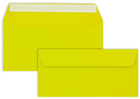 50 Brief-Umschläge DIN Lang - Limette - 110 g/m² - 11 x 22 cm - sehr formstabil - Haftklebung - Qualitätsmarke: FarbenFroh by GUSTAV NEUSER