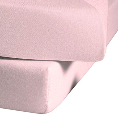 fleuresse Jenny C klassisches Jersey-Spannlaken, 100% Baumwolle, mit praktischem Rundumgummi, Fb. Rosa, Größe 120 x 200 cm, auch passend für 110/130 x 200
