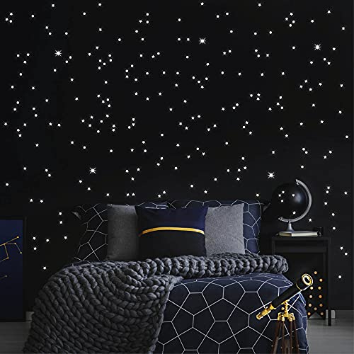Wandtattoo Loft Leuchtsterne Kinderzimmer, 350 Stück, Selbstklebende und Fluoreszierende Lichtersterne, Nachtsterne, Leuchtende Sterne Aufkleber, Leuchtesterne Wand, Kinderzimmer Leuchtaufkleber