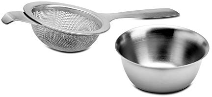 Kilo D10 Stainless Steel Traditional Strainer with Drip Collector for Loose Leaf Teas, Green,black