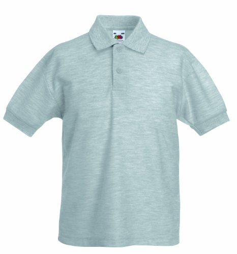 Fruit of the Loom Kids’ Short Sleeved Polo Shirt - Grey - 14 Years