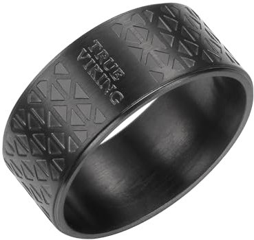 True Rebels Herren-Ring Edelstahl schwarz - Ring Muster Kelten Edelstahlring Männerschmuck