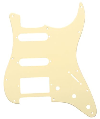 Musiclily HSS 11 Löcher Strat Schlagbrett Pickguard für Fender American/Mexican Standard Stratocaster Modern Style E-Gitarre,1 lagig Creme