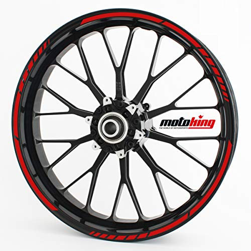Motoking Felgenrandaufkleber im GP-Design in MATT/für 10 bis 14 / ROT MATT